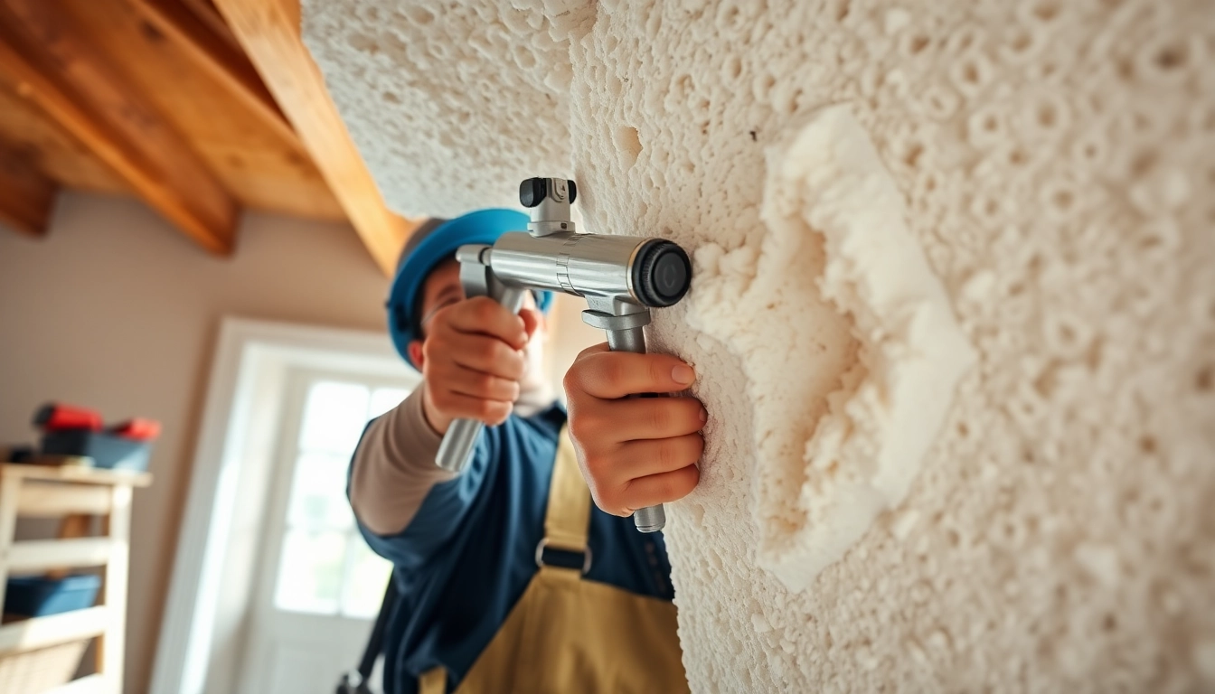 Spray foam removal London showcased by a professional contractor meticulously working in a home.
